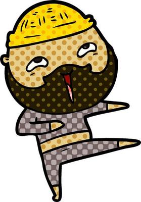 cartoon happy bearded man