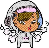 cartoon astronaut woman vector