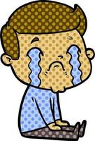 cartoon man crying vector