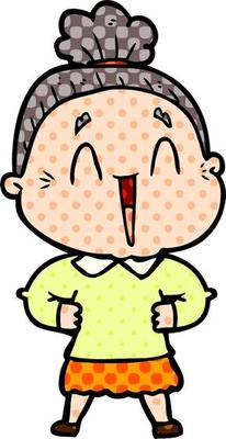 cartoon happy old lady