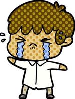 cartoon boy crying vector