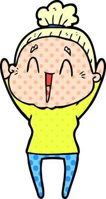 cartoon happy old lady