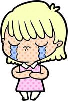 cartoon woman crying vector