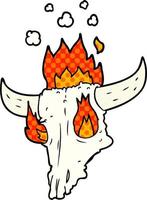 spooky flaming animals skull cartoon vector