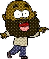 cartoon crazy happy man with beard vector