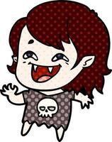 cartoon laughing vampire girl vector