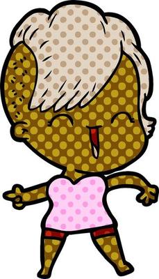 cartoon happy hipster girl
