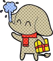 cute cartoon elephant spouting water vector