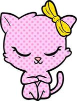 cute cartoon cat with bow vector