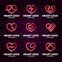 Gradient Heart Logo Set Collection vector