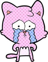 cartoon crying cat vector