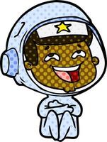 cartoon laughing astronaut vector