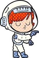 cartoon astronaut woman vector