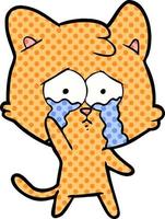 cartoon crying cat vector