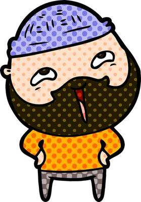 cartoon happy bearded man