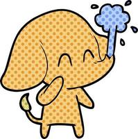 cute cartoon elephant spouting water vector