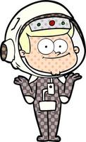 dibujos animados de astronauta feliz vector