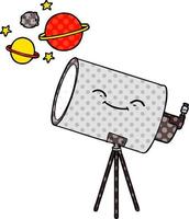 telescopio de dibujos animados con cara vector