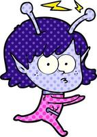 cartoon alien girl vector