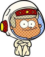 dibujos animados de astronauta feliz vector