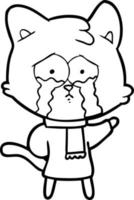 cartoon crying cat vector