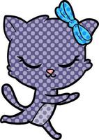 cute cartoon cat with bow vector