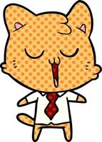gato de dibujos animados en camisa y corbata vector