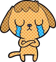 cute cartoon dog crying vector