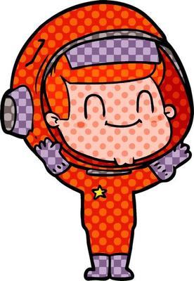 happy cartoon astronaut man