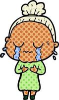 cartoon crying old lady vector