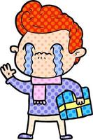 cartoon man crying vector