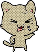 cartoon cat hissing vector