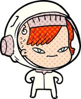 cartoon astronaut woman vector