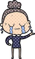 cartoon crying old lady vector