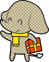 cute cartoon christmas elephant vector