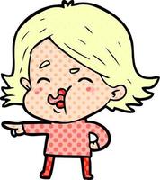 cartoon girl pulling face vector