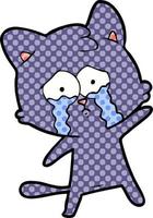 crying cartoon cat vector