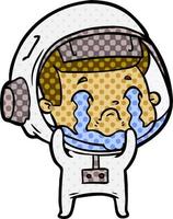 cartoon crying astronaut vector