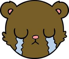 cara de oso de peluche de dibujos animados lindo llorando vector