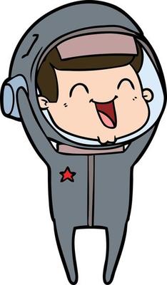 happy cartoon astronaut