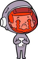 cartoon crying astronaut vector