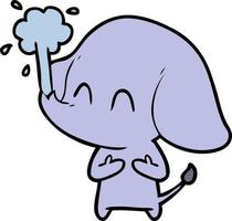 lindo elefante de dibujos animados arrojando agua vector