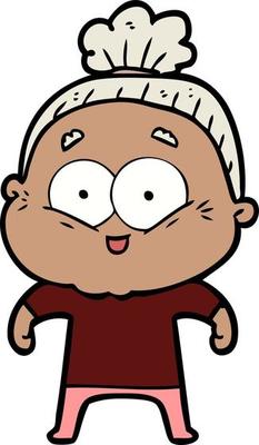 cartoon happy old woman