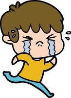 cartoon boy crying vector