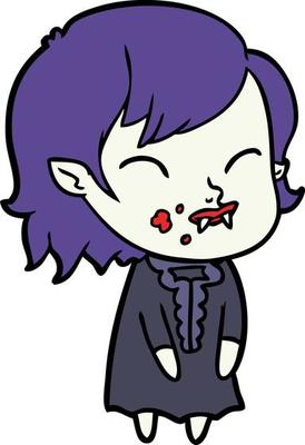 cartoon vampire girl with blood on cheek