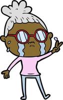 cartoon crying woman wearing spectacles vector