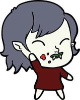 cartoon vampire girl with blood on cheek vector