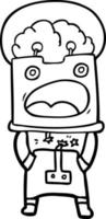 line drawing cartoon robot vector