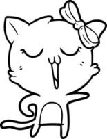 line drawing cartoon cat vector