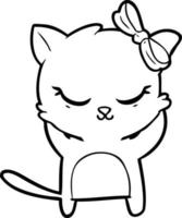 cute cartoon cat with bow vector